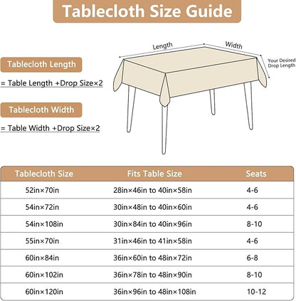 Fabric Beige 54 x 72 Inch Rectangle Table Cloth Faux Linen Textured Water Resistant & Washable Rectangular Tablecloth Anti-Scratch for Dining Kitchen Party