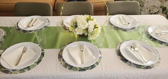 Pack of 10 Satin Sage Green Table Runners - Image 5