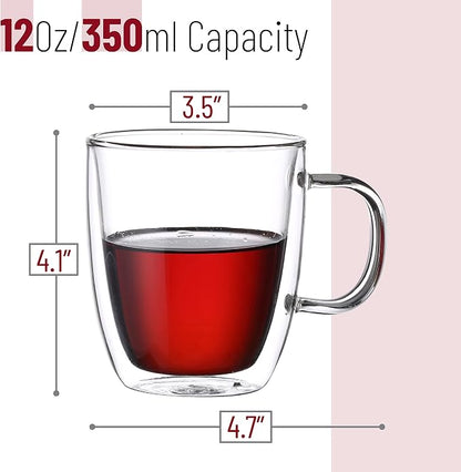 BTaT- Double Walled Glass Coffee Mugs, 12 oz, Glass Coffee Cups - Image 3