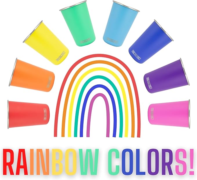 Real Deal Steel Rainbow Cups 16 oz Pint Cups, Stackable Tumblerrs, Eco Friendly - Image 5