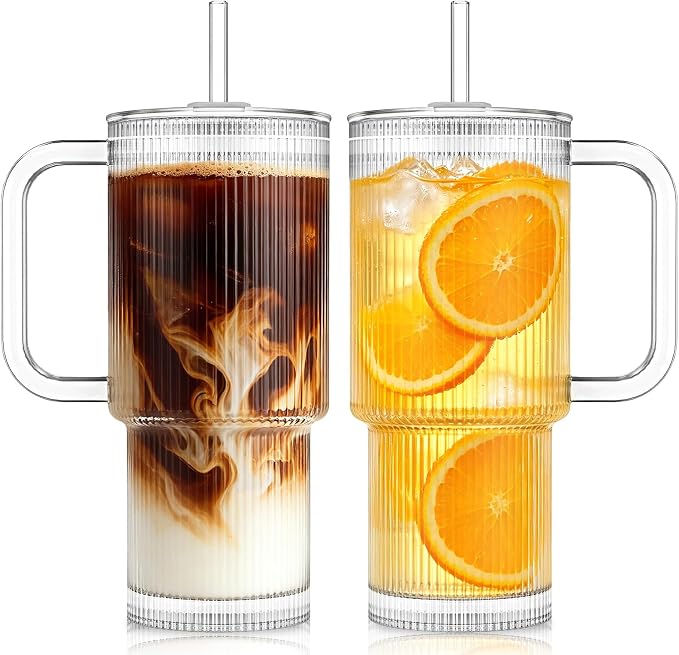 KEMORELA 24oz Ribbed Glass Tumbler by KEMORELA