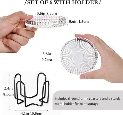 Modern Clear Coaster Set of 6- Glass Coasters - Image 3