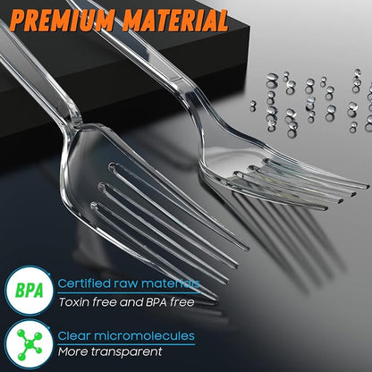 Dipoo 7.1" Clear Plastic Forks Heavy Duty - Image 2