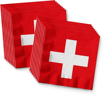 Switzerland Flag Birthday Party Supplies Set Plates Napkins Cups Tableware Kit for 16