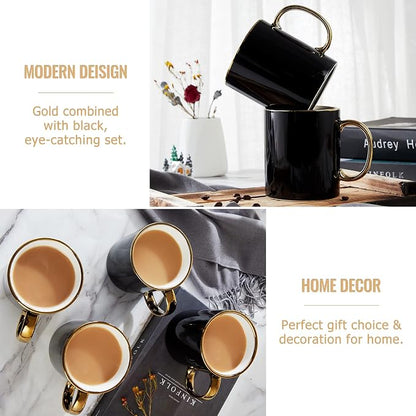 DUJUST Black Coffee Mug Set of 4, Modern & Stylish Design - Image 4