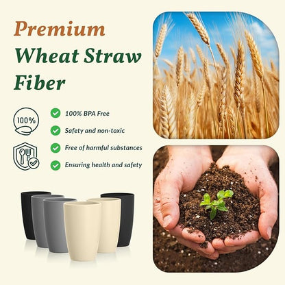 Homienly Premium Wheat Straw Cups, 20oz Lightweight and Unbreakable Drinking - Image 4