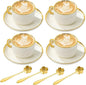 Cappuccino Cups Set of 4, 7oz Espresso Cups Set by Hebaogugu