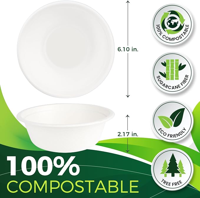 Paper Bowls 16 oz, Heavy Duty Disposable Bowls Perfect - Image 2