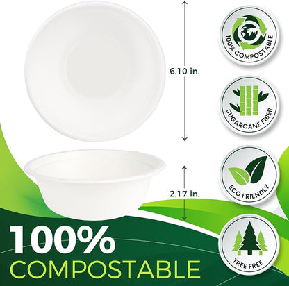 Paper Bowls 16 oz, Heavy Duty Disposable Bowls Perfect - Image 2