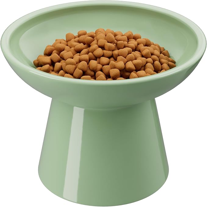 LoeJan Elevated Cat Food and Water Bowls Set, Extra Wide and Raised Ceramic by LoeJan