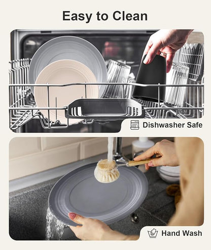 Quatish 16 Pcs Unbreakable Plates and Bowls, Plastic Dinnerware Sets - Image 4