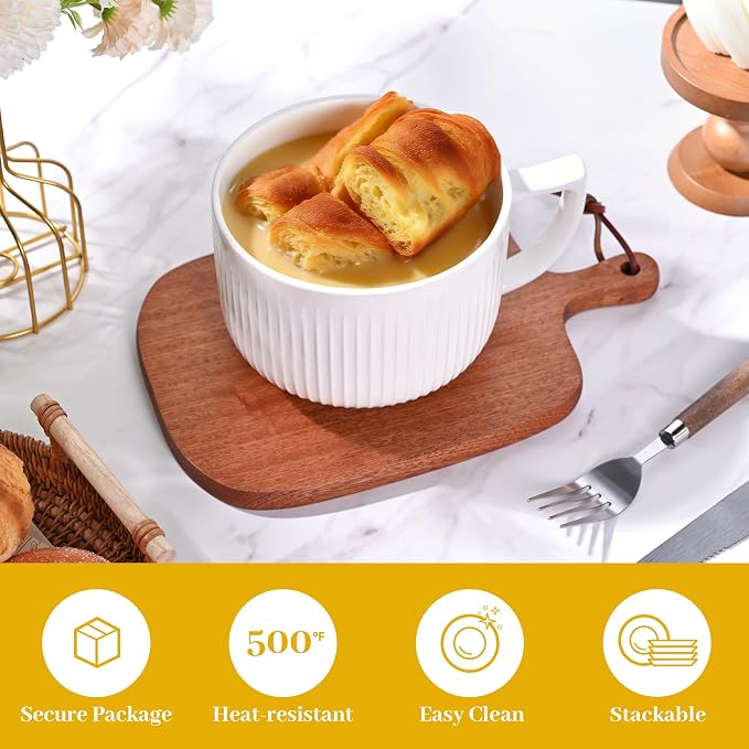 Ceramic Soup Bowl with Handle Set of 2, Extra Large 38oz Ramen Bowl with Lid - Image 3