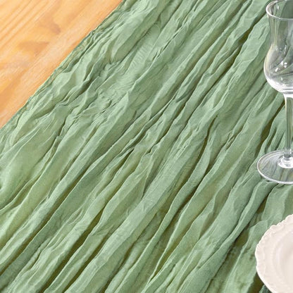 DeZerlor Sage Green Cheesecloth Table Runners 10 Pack Summer Boho Runners | - Image 7