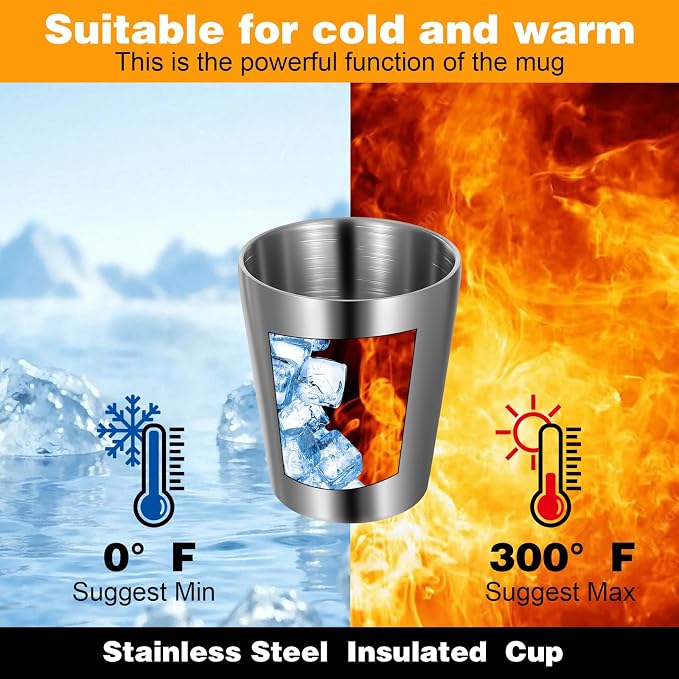 8Pack Stainless Steel Cups 10oz Silver Double Wall Vacuum Metal Tumbler Cups - Image 5