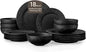 Black Dinnerware Sets, 18-Piece plates and bowls sets, Matte Marble | Premium by KINGSTONE