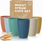 Wheat Straw Cups, Plastic Cups Reusable, Unbreakable Drinking Glasses Set of 6 by Perlapoc