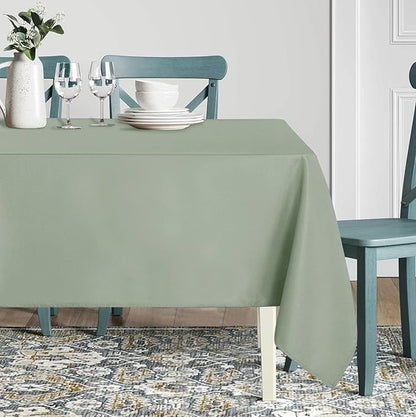 sancua Rectangle Tablecloth - 60 x 84 Inch - Stain and Wrinkle Resistant Washable Polyester Table Cloth, Decorative Fabric Table Cover for Dining Tables, Buffet Parties and Camping, Sage Green