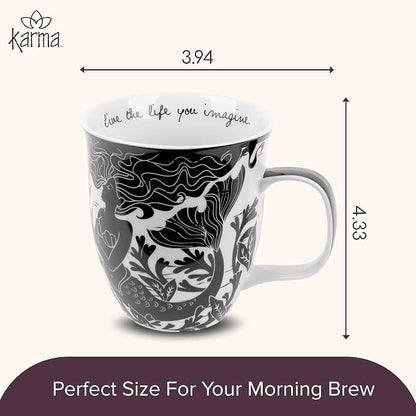 Karma Gifts 14 oz Black and White Boho Mug Mermaid - Image 5