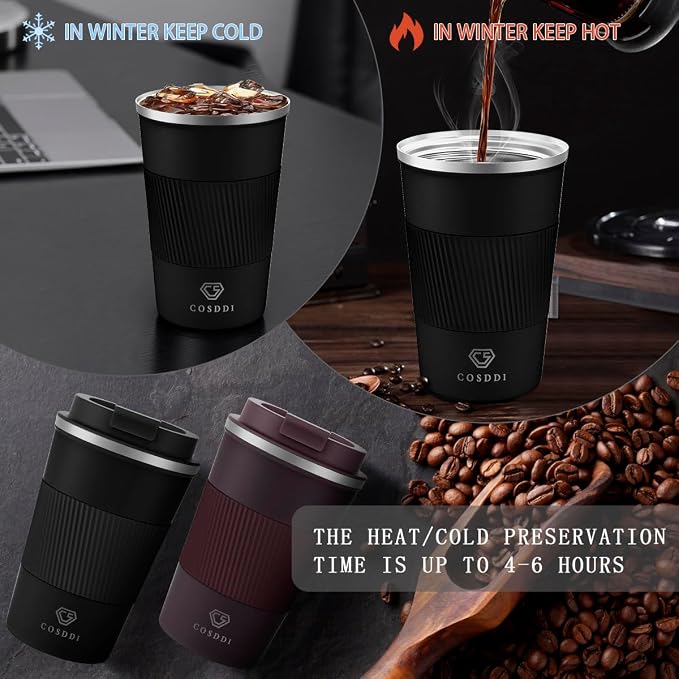 CS COSDDI 12 oz Stainless Steel Insulated Coffee Tumbler, Spill Proof Travel Mug - Image 8