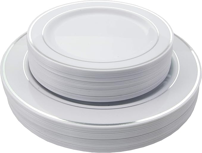 Exquisite 200 Piece Heavyweight Party Disposable Plastic Plates and Cutlery Set - Image 4