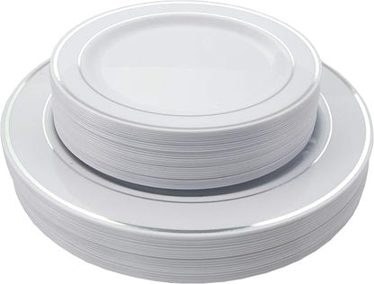 Exquisite 200 Piece Heavyweight Party Disposable Plastic Plates and Cutlery Set - Image 4