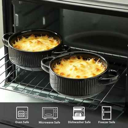 Soup Bowls with Handles, 23 oz French Onion Soup Crocks, Stackable Soup Bowl - Image 4