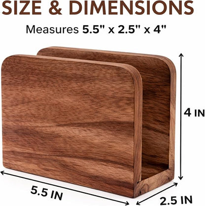 Mango Wood Burning Finish Napkin Holder, 5.5"x2.5"x4" | Upright Paper Napkin - Image 2