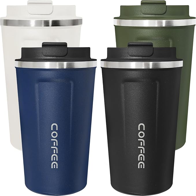 4 Pack Travel Coffee Mug 17oz Insulated Coffee Cup by Unknown