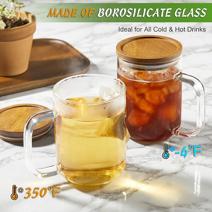 DRASTAR Glass Coffee Mugs, 20 oz Clear Coffee Cups, Coffee Mug - Image 8