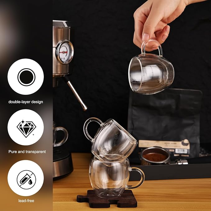 Espresso Cups Set of 4 with Handle, 2.5oz Expresso Coffee Cup, Small Expresso - Image 3