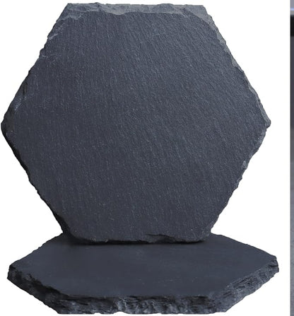 Black Stone Coasters Set of 2, Nature Slate Drink Coasters Anti-Scratch by HIYALOT