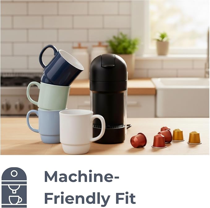 Stackable Porcelain Coffee Mug Set of 4 – 16oz Large Handle, Space-Saving - Image 5