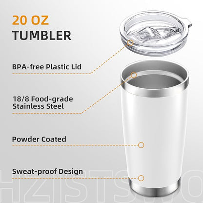 20oz Tumbler Bulk with Lid Stainless Steel Tumblers, 6 Pack | Leak Proof Lid - Image 3