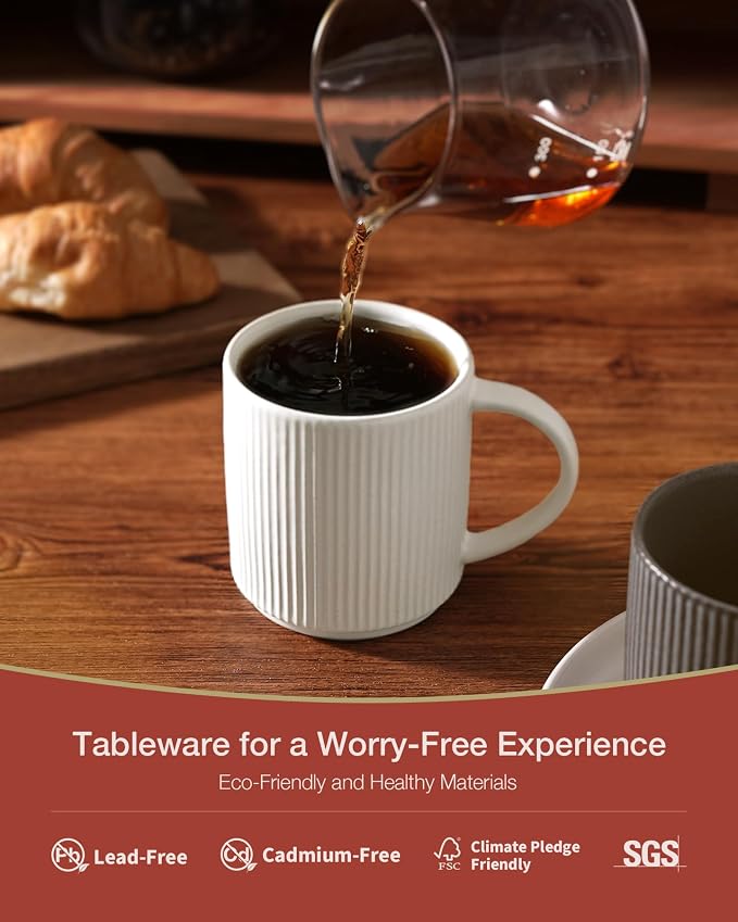 famiware Coffee Mug Set for 4, Star 12 oz Catering Mugs Cup Set - Image 2