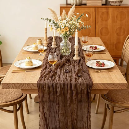 6Pcs Nude Cheesecloth Table Runner, 10FT Rustic Nude Gauze Table Runner - Image 5