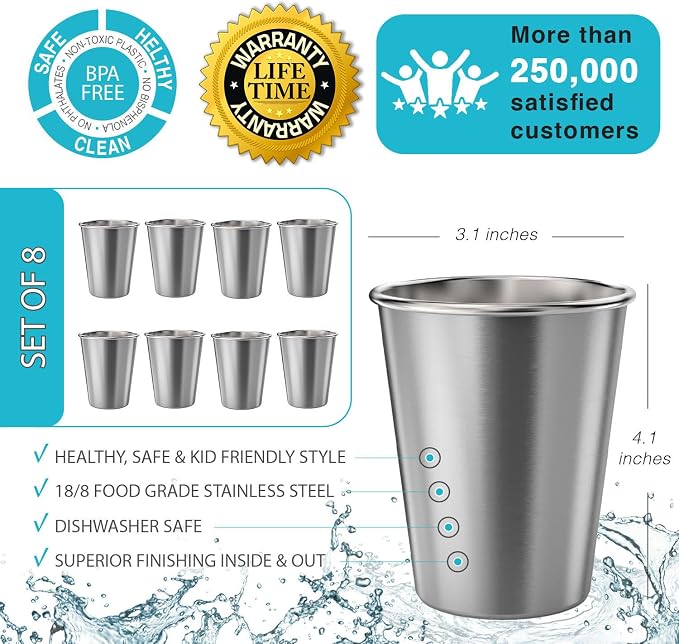 CHILLOUT LIFE Stainless Steel Kids Cups 8 oz - Image 2