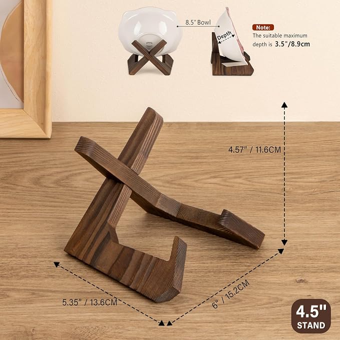 ANBOXIT Bowl Stands for Display, 4.5 Inch Plate Holder, Wooden Easel | Frame - Image 4