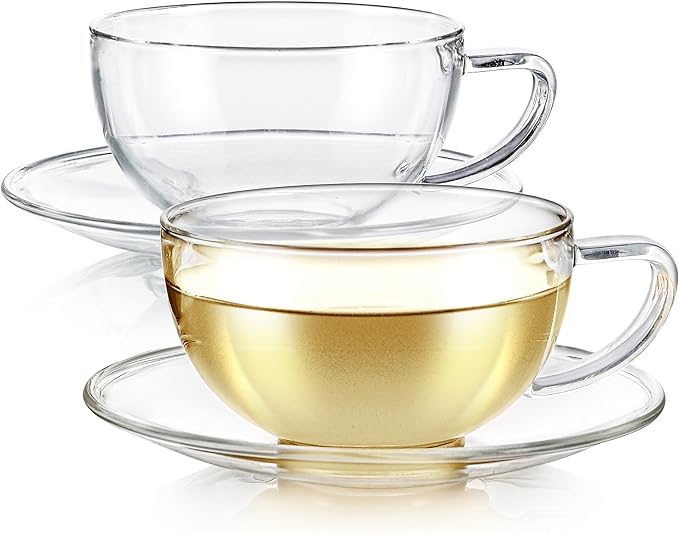 Teabloom Kyoto Teacup and Saucer Set 2-Pack – Standard Teacup Size – 6 OZ/ 180 by Teabloom