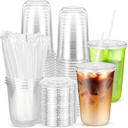 25 Pack 16 oz Clear Plastic Cups by Etersky