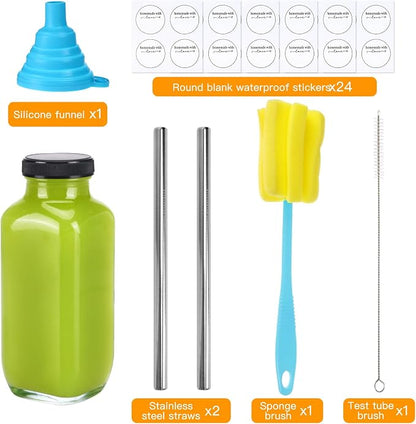 CUCUMI 24pcs 16oz Glass Juice Bottles - Image 3