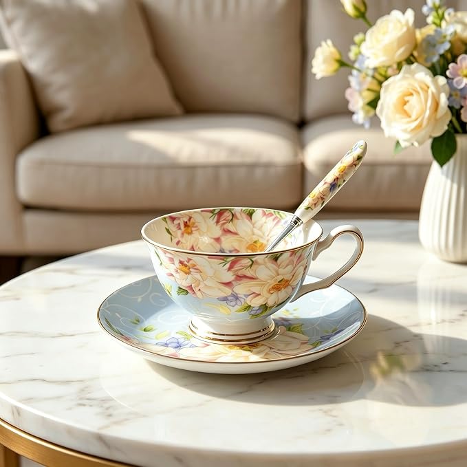 Vintage Ceramic Teacup, Elegant Coffee Cup - Image 2
