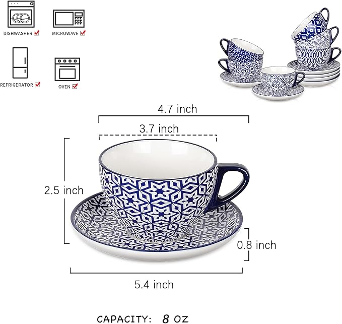 Selamica Ceramic 8 oz Cappuccino Cup Set - Image 2