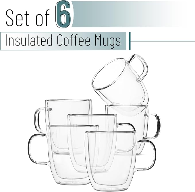 BTaT- Double Walled Glass Coffee Mugs, 12 oz, Glass Coffee Cups - Image 2