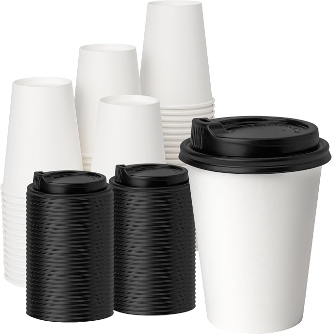 YEEHAW 12 oz 100 Pack White Disposable Coffee Cups by YEEHAW