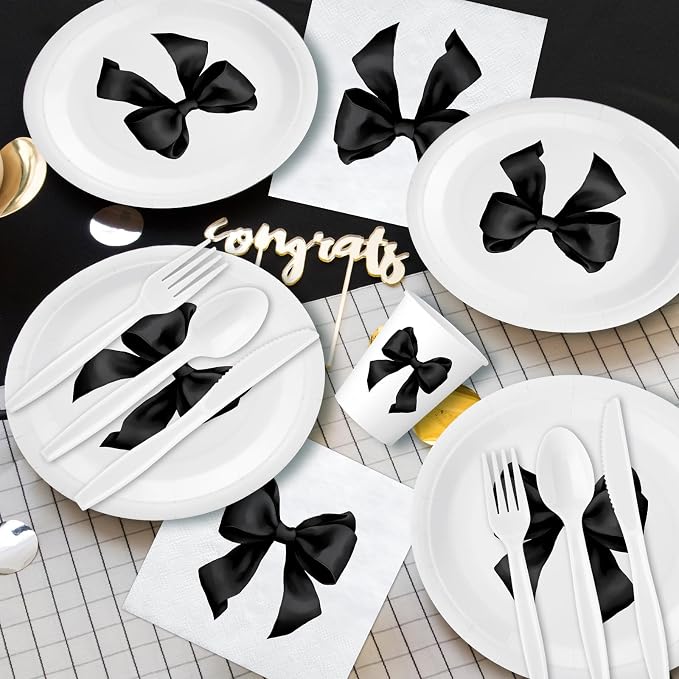 Sieral 144 Pcs Black Bow Party Supplies Coquette Cute Supplies Bachelorette - Image 4