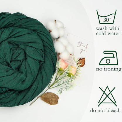 12 Pack Emerald Green Cheesecloth Table Runner 17 x 108 Inch | Boho Gauze - Image 4