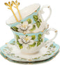 TATSUMI Country Roses Bone China Tea Cup and Saucer Set, 6 Pieces, Vintage Style by TATSUMI