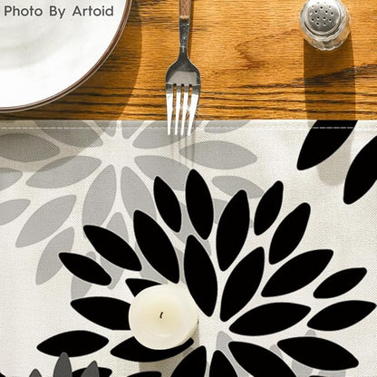 Artoid Mode Black Dahlia Floral Pinnata Halloween Table Runner, Fall Autumn - Image 7