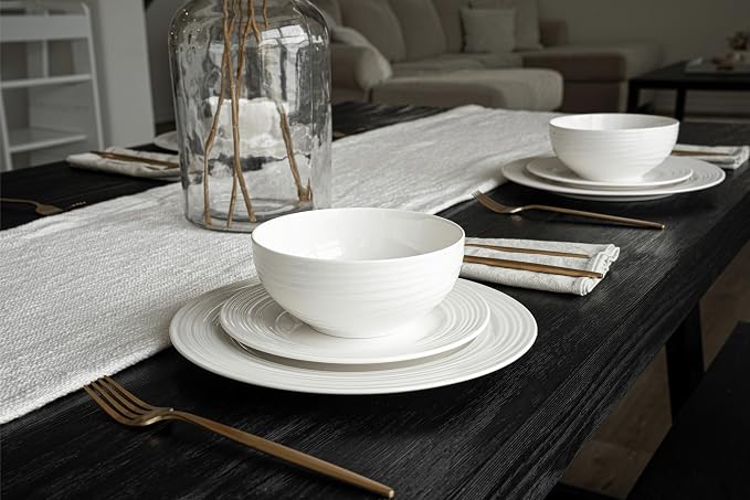 New Bone China 12 Piece Dinnerware Set, Santorini Collection, Daily Use China - Image 2