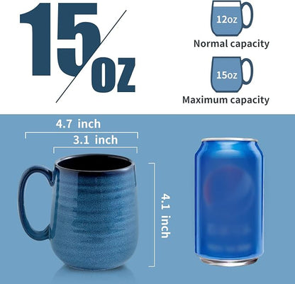 HASENSE Coffee Mugs Set of 4, 12 Ounce Ceramic Coffee Cups - Image 3